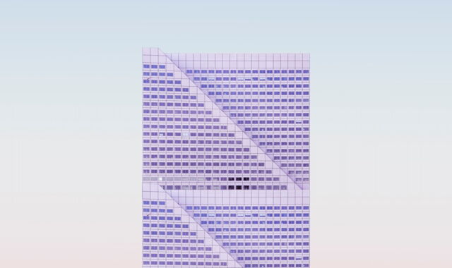 Moderne Architektur vor hellem Himmel